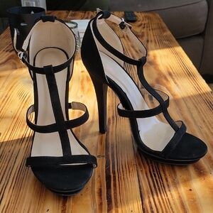 Wild Diva Black Strappy Heels